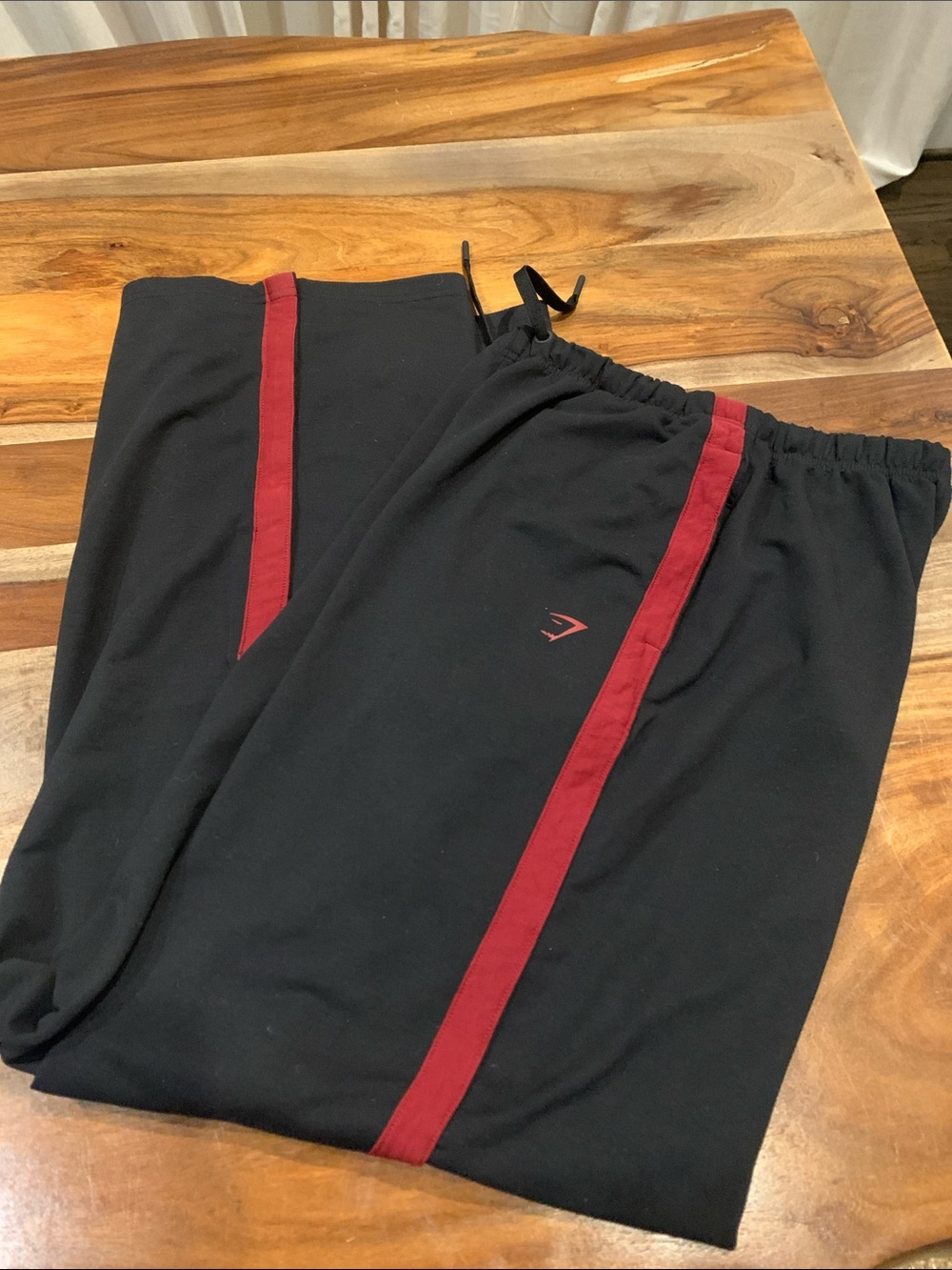Gymshark Black Sweatpants with Red Side Stripe
